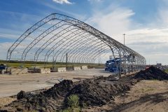 The temporary fabric structure over the McPhillips overpass in Winnipeg, Manitoba.