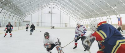 Fabric building hockey rink